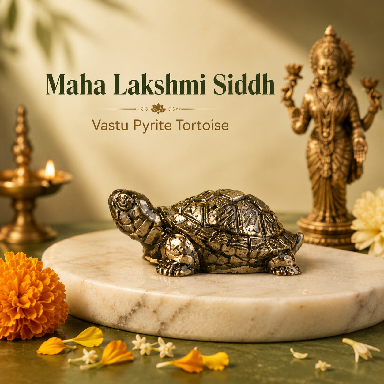 Maha Lakshmi Siddh Vastu Pyrite Tortoise