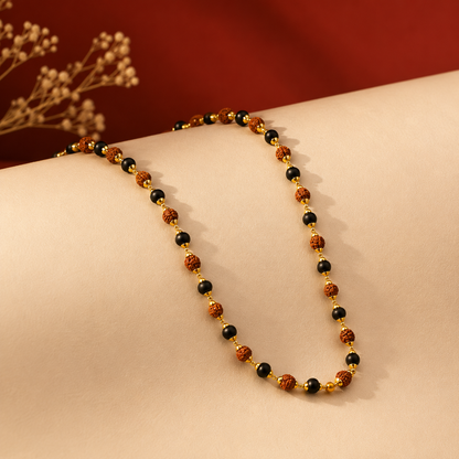 Divya Raksha Rudraksha & Karungali Mala with Gold Capping