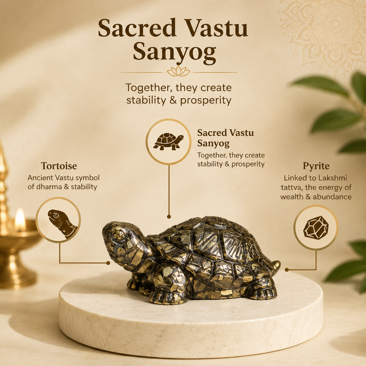 Maha Lakshmi Siddh Vastu Pyrite Tortoise