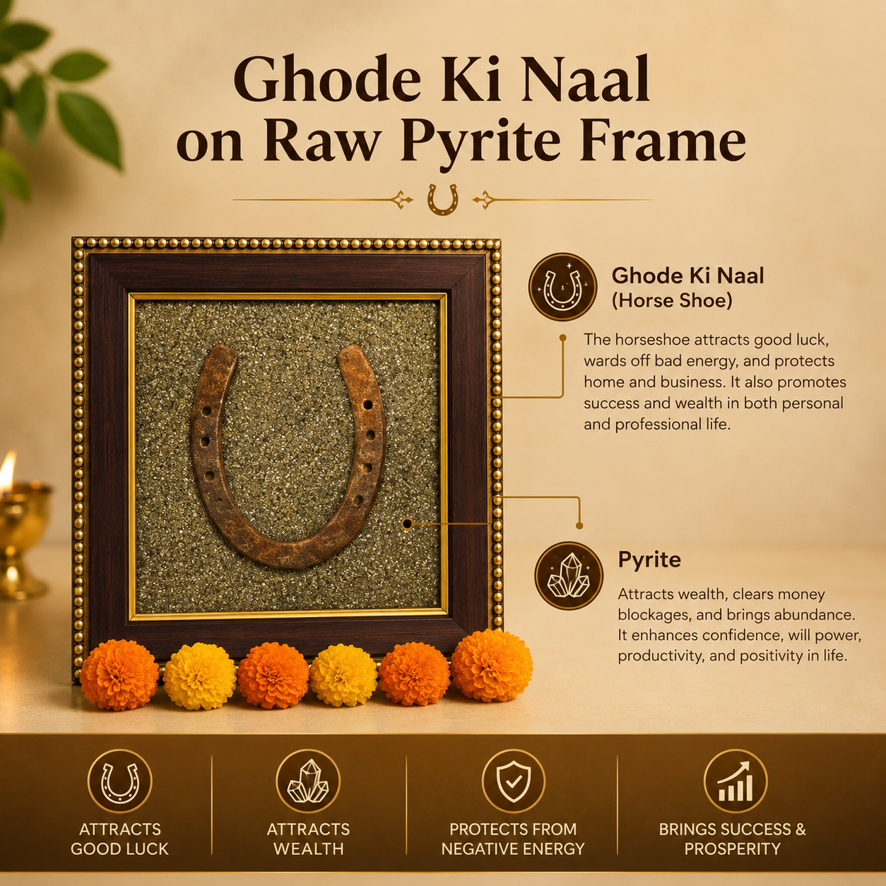 Ghode Ki Naal on Raw Pyrite Frame