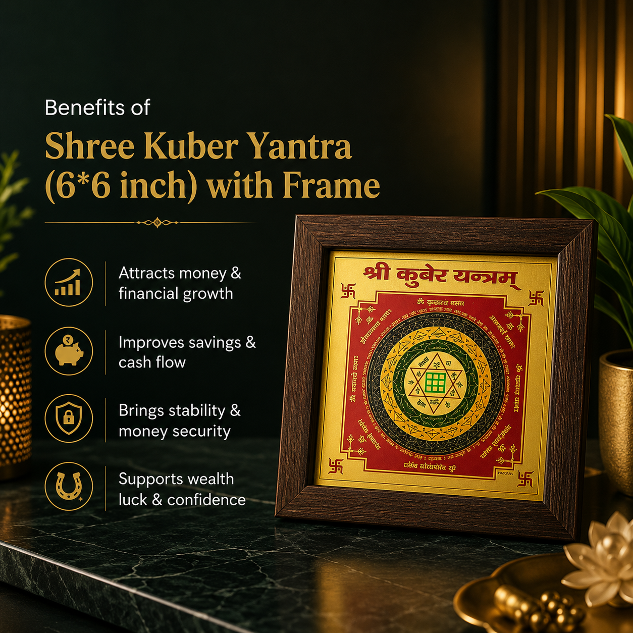 Shree Kuber Yantra (6×6 inch) with Frame