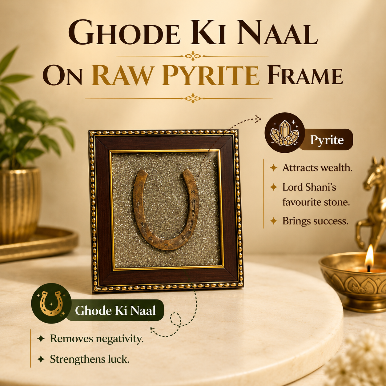 Ghode Ki Naal on Raw Pyrite Frame