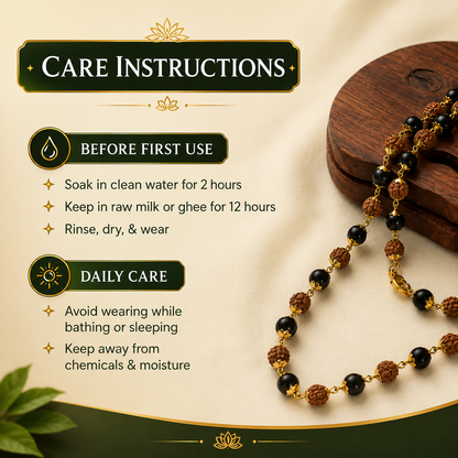 Divya Raksha Rudraksha & Karungali Mala with Gold Capping