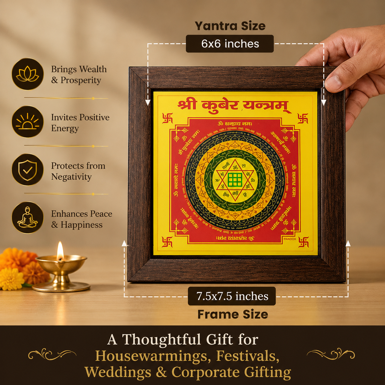 Shree Kuber Yantra (6×6 inch) with Frame