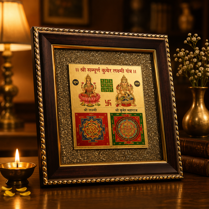 Lakshmi Kuber Yantra on Raw Pyrite Frame
