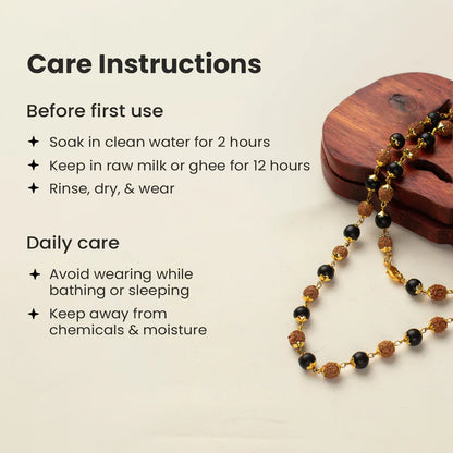 Divya Raksha Rudraksha & Karungali Mala with Gold Capping