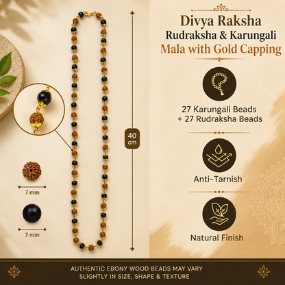 Divya Raksha Rudraksha & Karungali Mala with Gold Capping