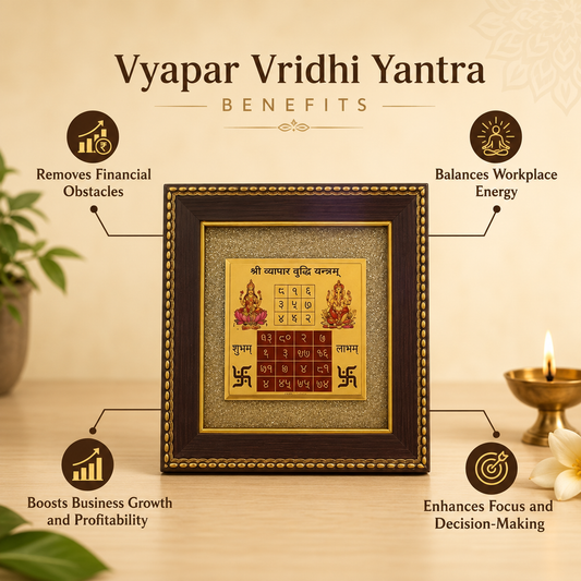 Vyapar Vriddhi Yantra on Raw Pyrite Frame
