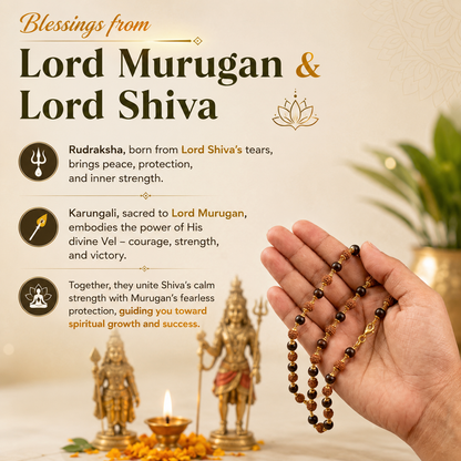 Divya Raksha Rudraksha & Karungali Mala with Gold Capping