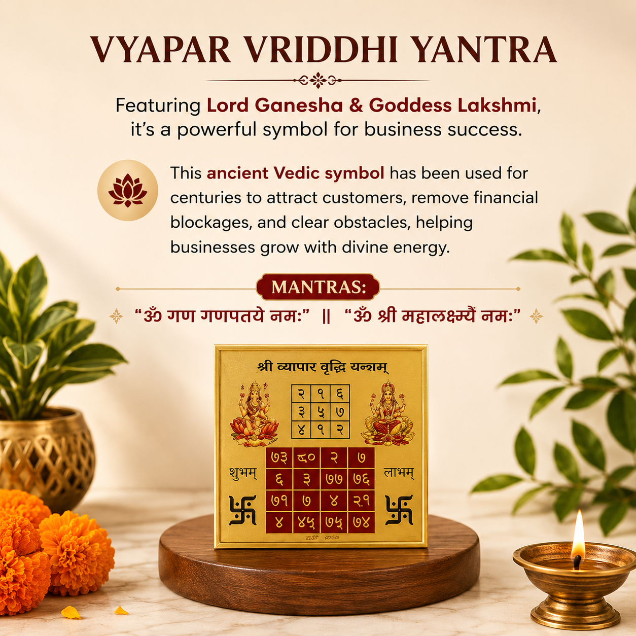 Vyapar Vriddhi Yantra on Raw Pyrite Frame