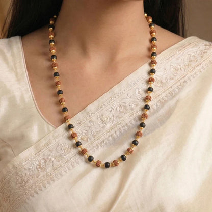 Divya Raksha Rudraksha & Karungali Mala with Gold Capping