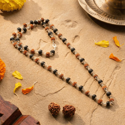 Divya Raksha Rudraksha & Karungali Mala with Gold Capping