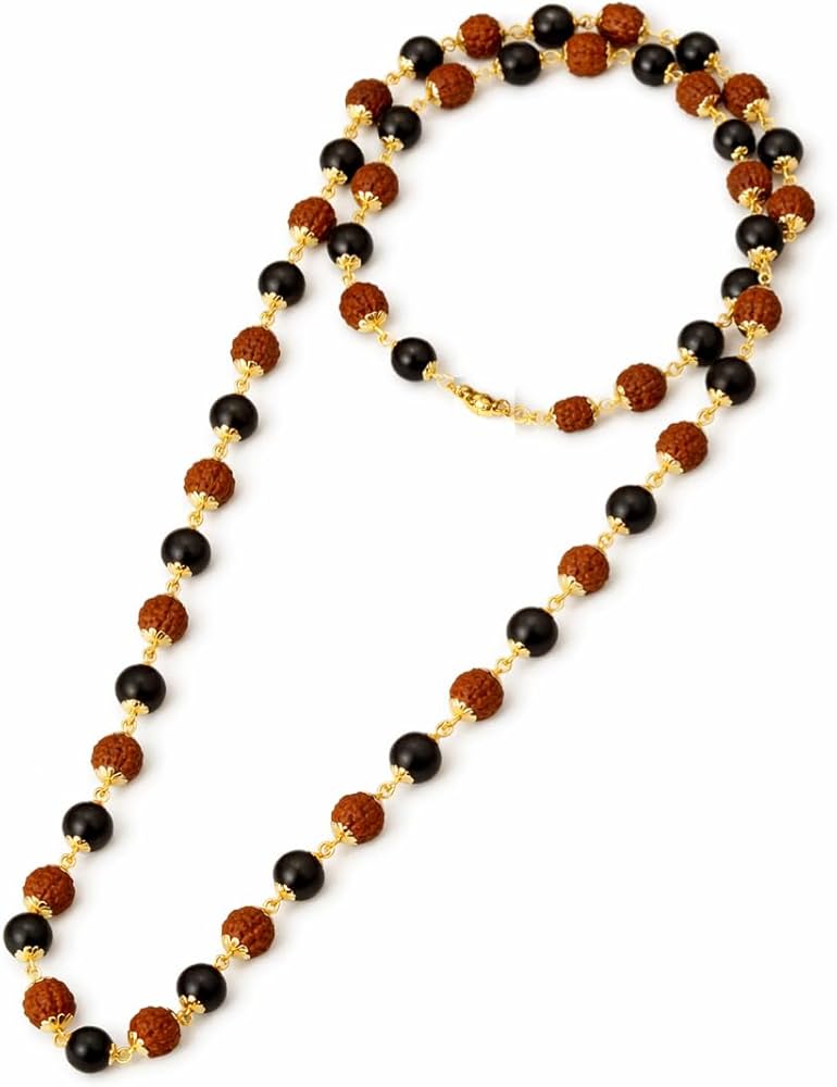 Divya Raksha Rudraksha & Karungali Mala with Gold Capping