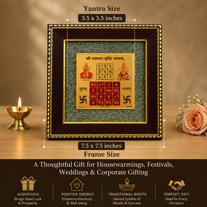 Vyapar Vriddhi Yantra on Raw Pyrite Frame